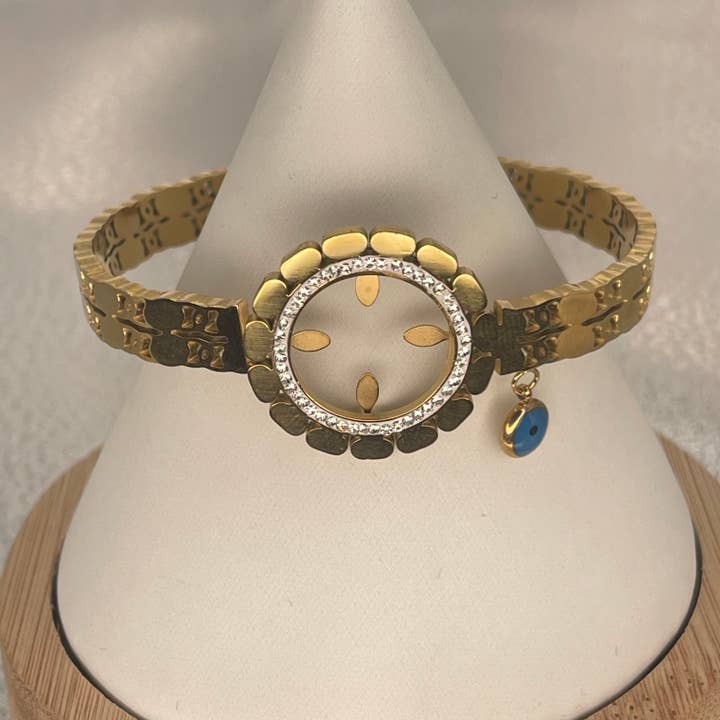 Edelstahl Goldarmband – Blumenauge Charm Akzent für den Großhandel von Loli