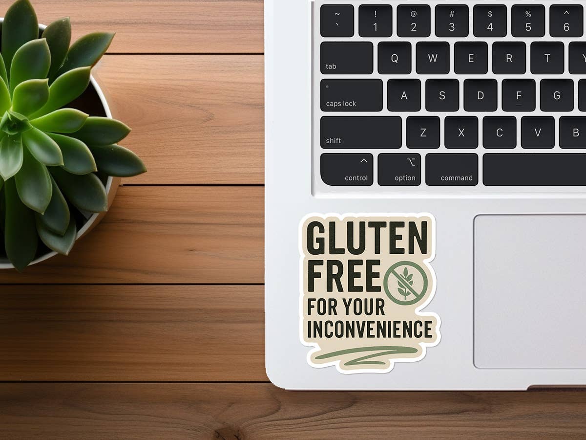 Missional Merch - Wholesale Sticker - Gluten Free For Your Inconvenience | Funny | GF Humor2