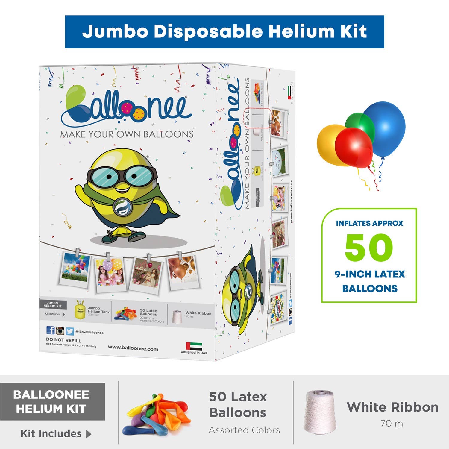 Balloonee - Wholesale Balloon - Balloonee Jumbo Disposable Helium Party Kit1