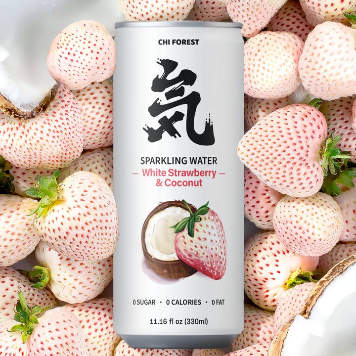 Chi Forest Sparkling Water 11oz 24-can Strawberry & Coconut for wholesale by Chi Forest