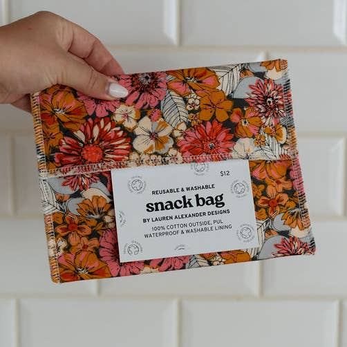 Sac réutilisable pour collation/sandwich - Floral Haven pour la vente par Lauren Alexander Designs