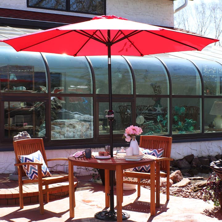 9 ft Aluminum Patio Umbrella with Tilt and Crank - Red for wholesale by Sunnydaze Decor