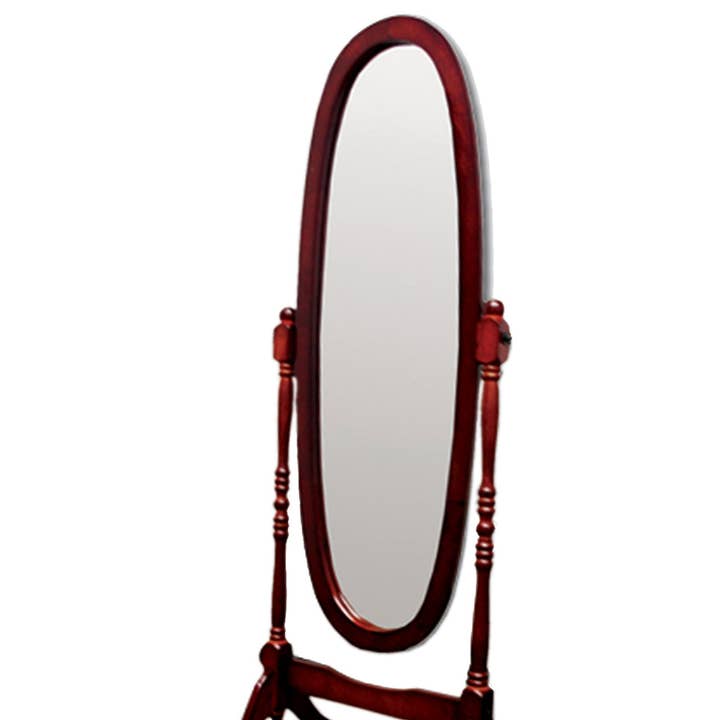 HOMYCASA DESIGN INC - Wholesale Floor Mirror - 59.25' Standing Wooden Floor Mirror, Cherry Oval1
