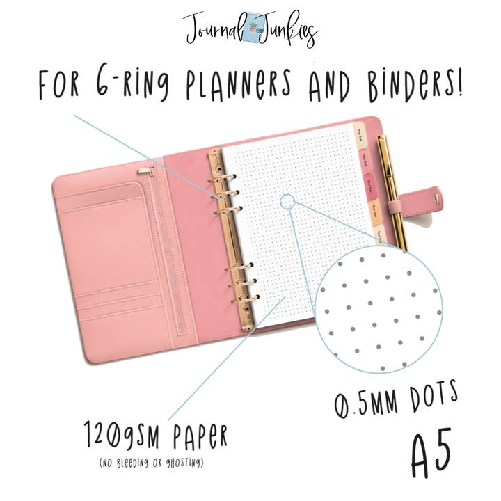 Journal Junkies Basics Loose Leaf Refill | A5 120gsm Dotted for wholesale by Journal Junkies