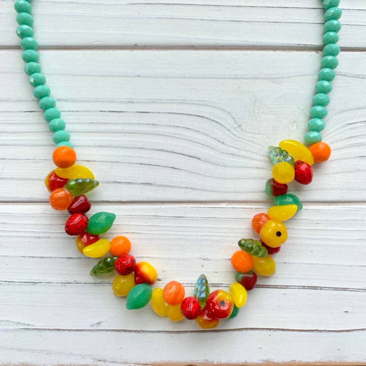 Still Life Glass Fruit Necklace for wholesale by Lenora Dame