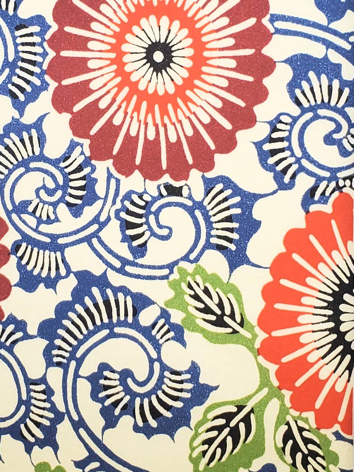 Yuzenshi: Bold Floral Orange/Red & Brown for wholesale by Aitoh Company