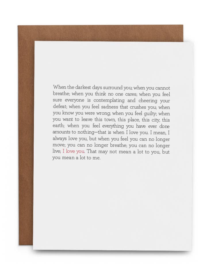 Darkest Days Encouragement Greeting Card for wholesale by The Lost Art of Stationery