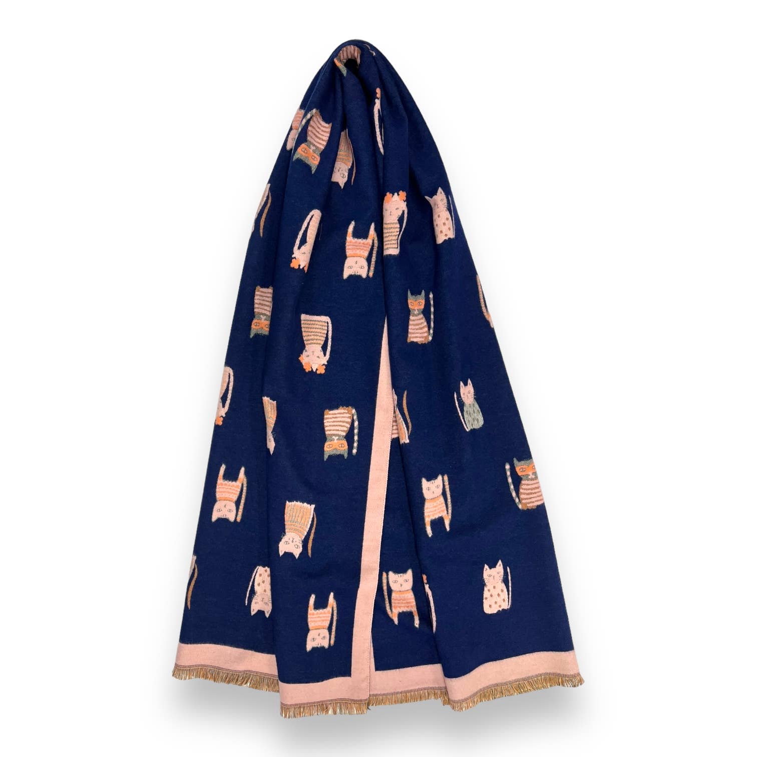 London Scarves - Vente Écharpe – femme - Écharpe réversible en laine mélangée à motifs de chats colorés4