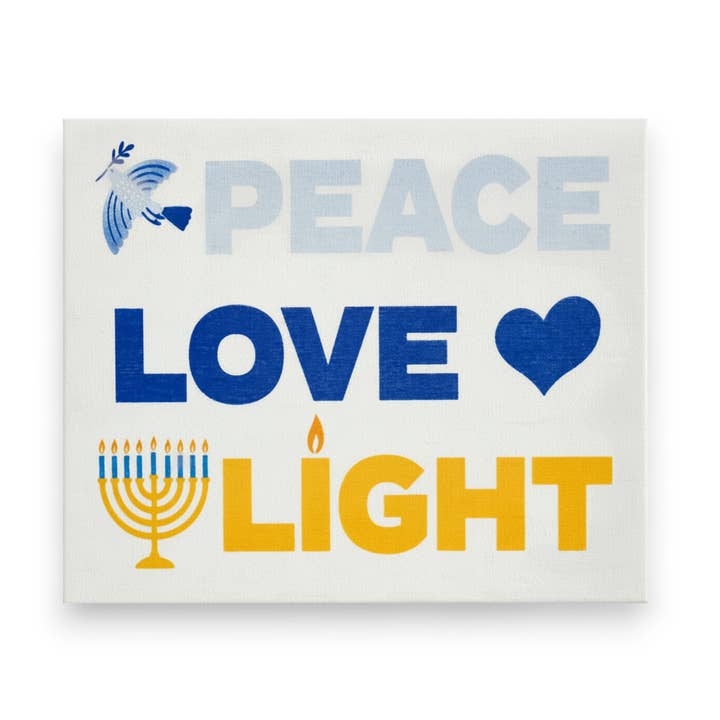 Peace Love Light™ Wooden Sign, Hanukkah Gifts for wholesale by JennyGems