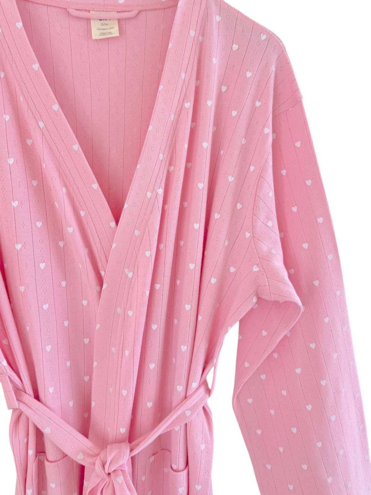 SIIX Collection - Wholesale Robe - Women's - Pink with White Heart / Organic Pointelle Women's Robe1