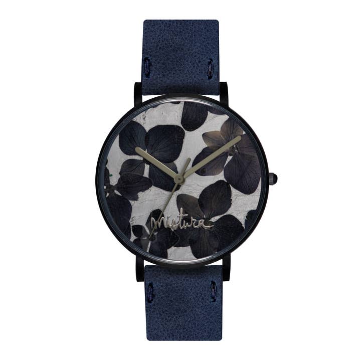 Manta Navy Argento Nero-Argento Fiori U per la vendita all'ingrosso da parte di Mistura Timepieces