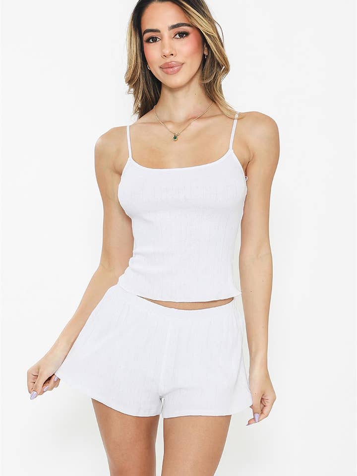 CANOTTIERA POINTELLE CON PANTALONCINI SET-ST3711 per la vendita all'ingrosso da parte di LA LUXE