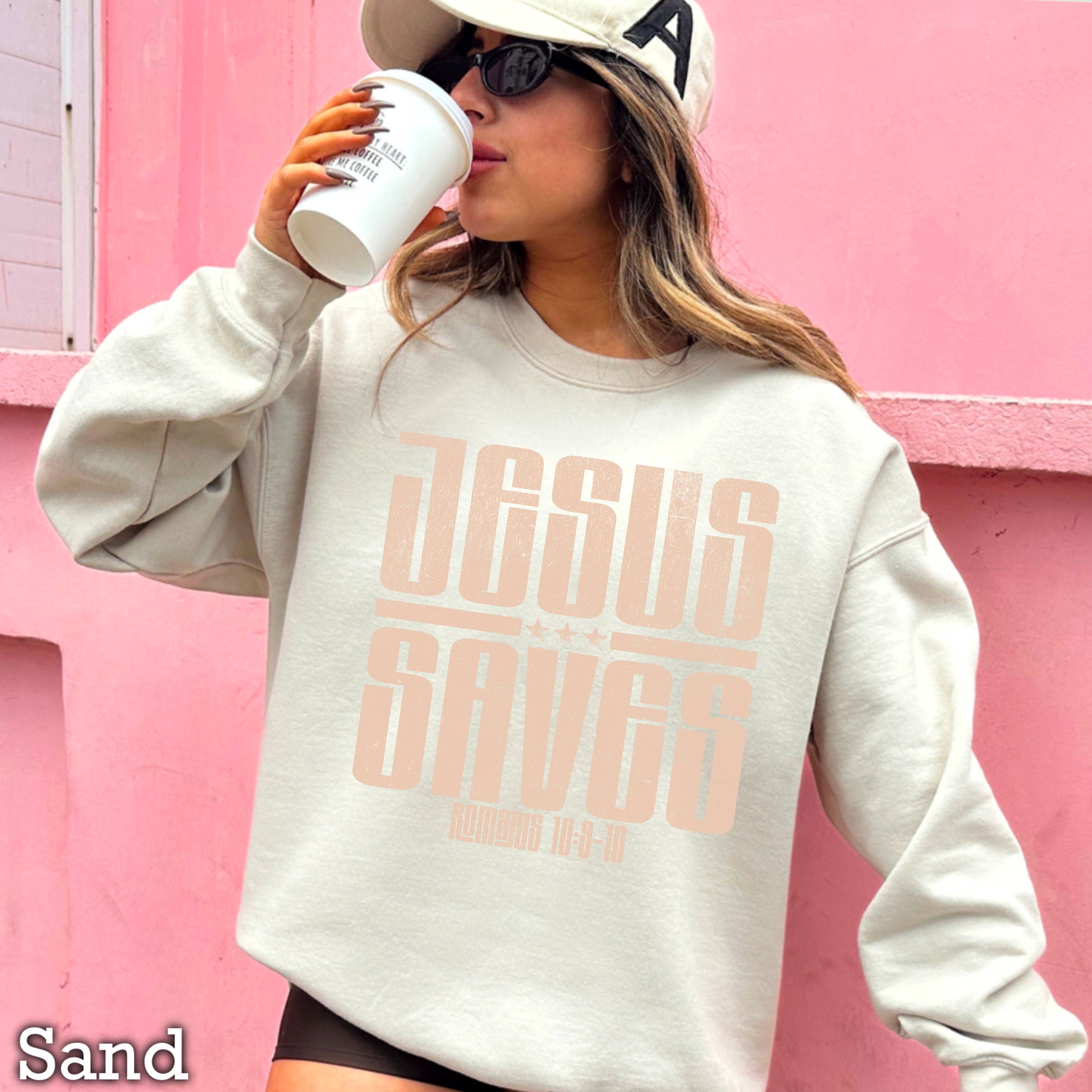 Shoppe SHC – Camisola gráfica - Mulher por atacado – Camisola de Mulher Cristã "Jesus Salva"1