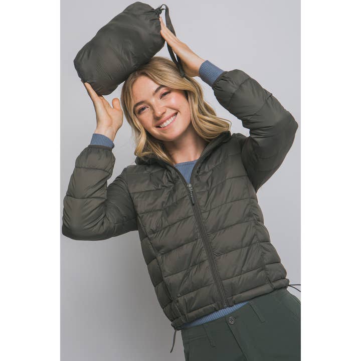 Style Up - Wholesale Puffer Jacket - Women's - Hooded Packable Puffer Jacket with Pouch11