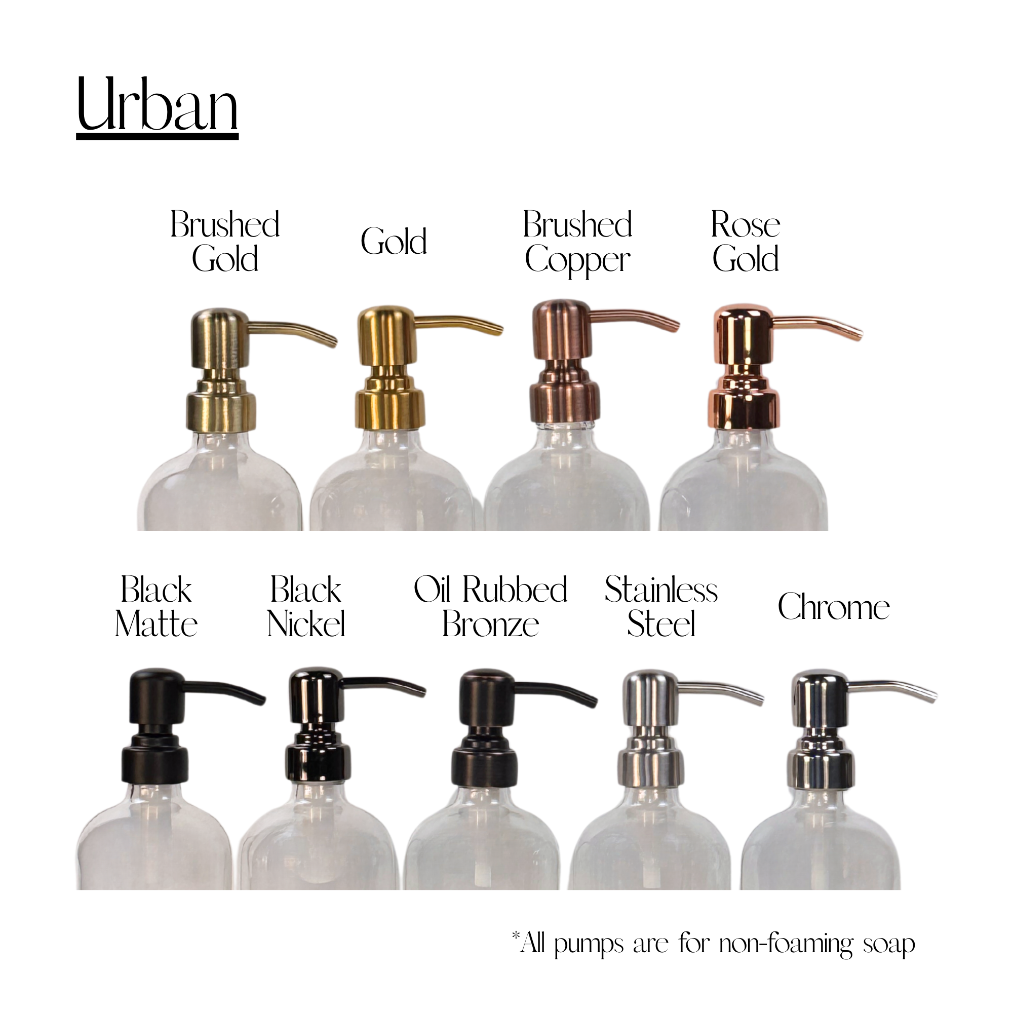 Blush Apothecary – wholesale Soap dispenser – Clear Glass Dispenser Bottle | 8 or 16-ounce6