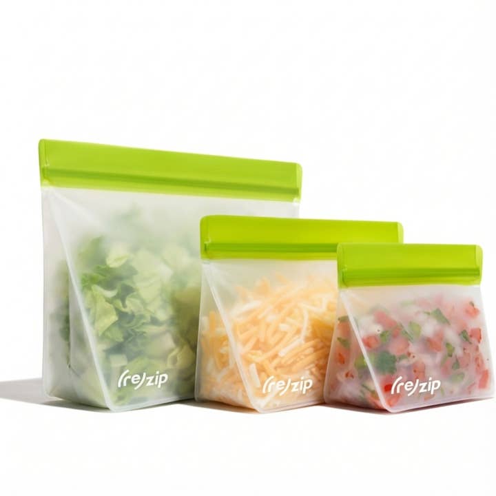 Reusable Stand-Up Storage Bags - Green - 3 Piece Set for wholesale by Rezip Co.
