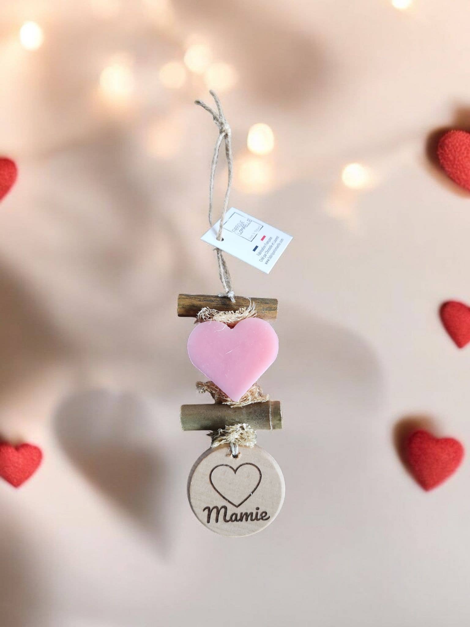 fabrique lomaelle - Wholesale Soap Set - Braid 1 Pink Heart Soap 1 Engraved Wood Round "Grandma"4