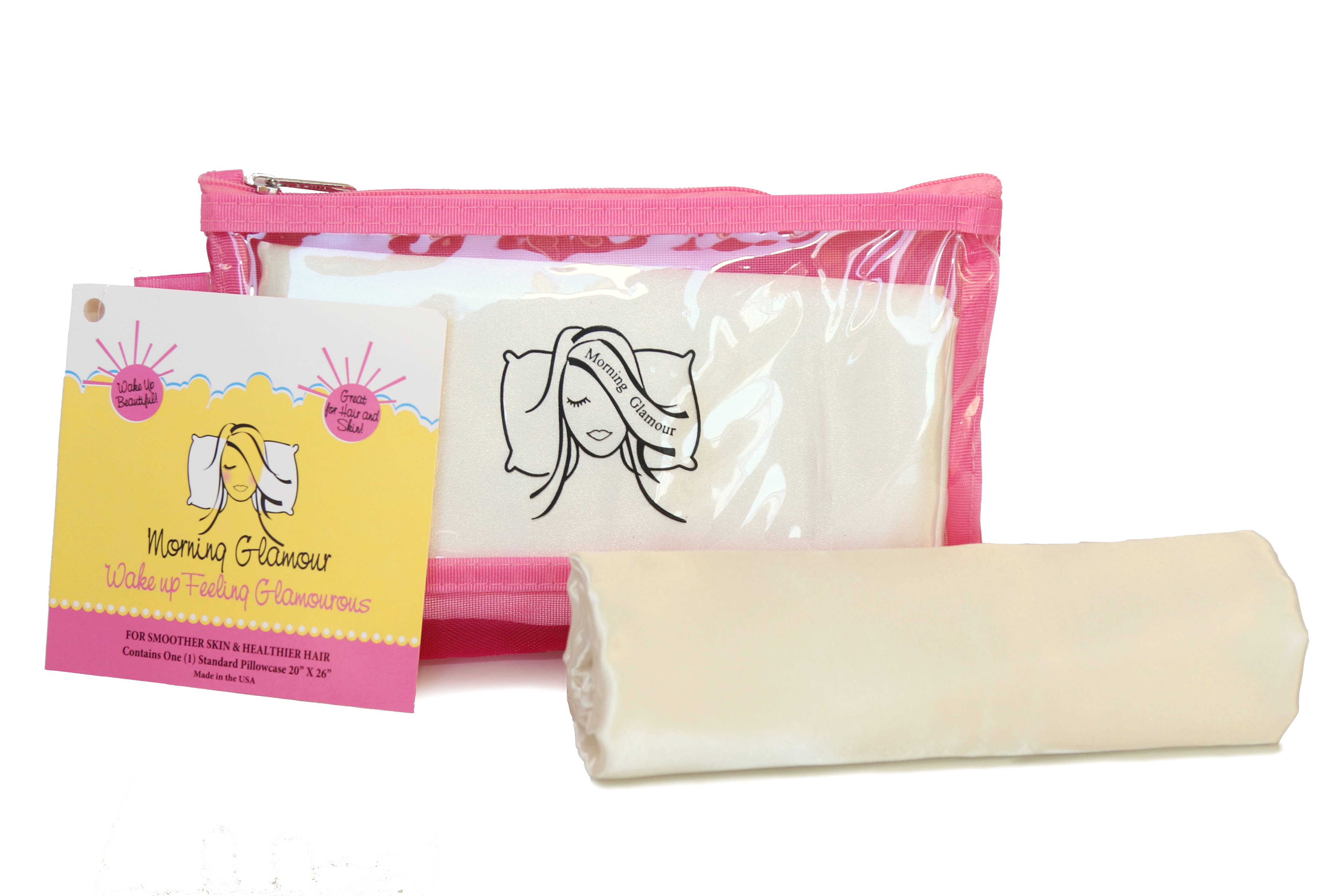 Morning Glamour - Wholesale Makeup/Cosmetic Bag - Single Satin Pillowcase in reuseable Makeup Bag6