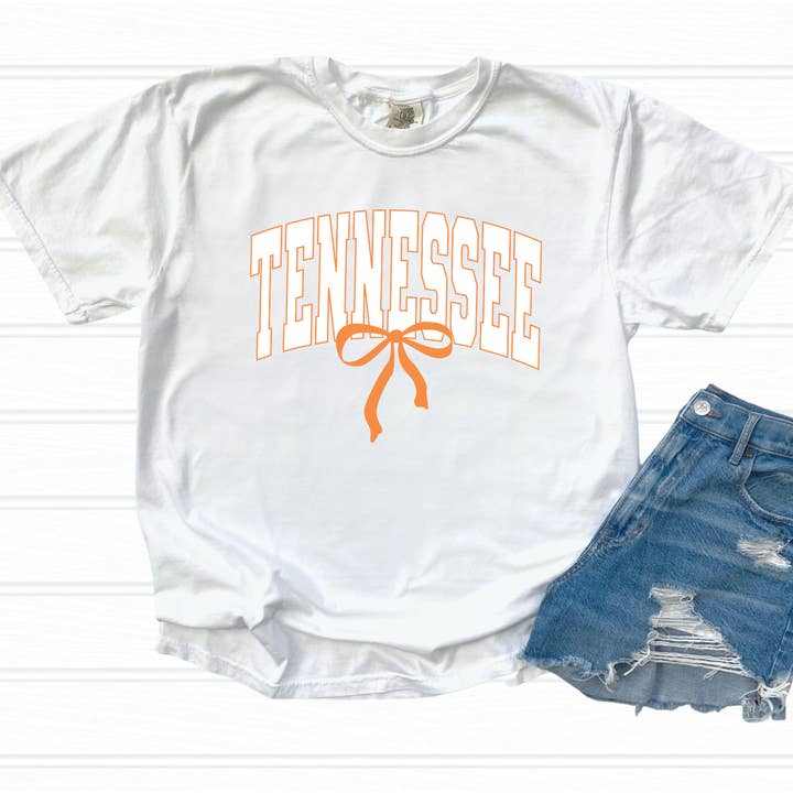 Tennessee bow shirt comfort or bella kids or adult for wholesale by Cotton Threads