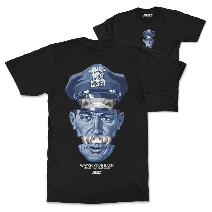 CAMISETA NEGRA WATCH YOUR BACK para venta al por mayor de JEEEEZ