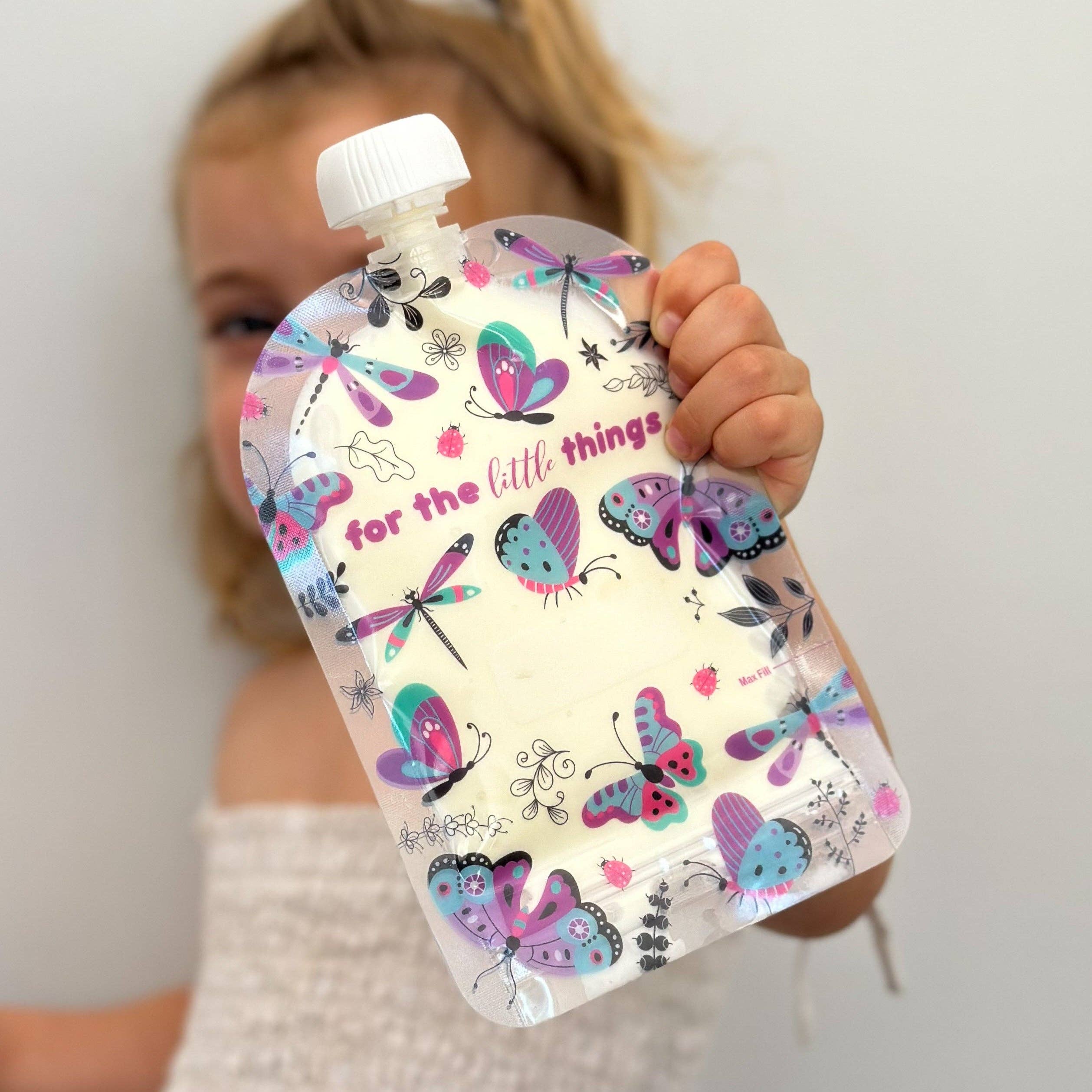 Sinchies - Venta al por mayor Bolsa/envoltorio de alimentos - Bolsas de comida reutilizables Sinchies de 150 ml - Flutterbys5