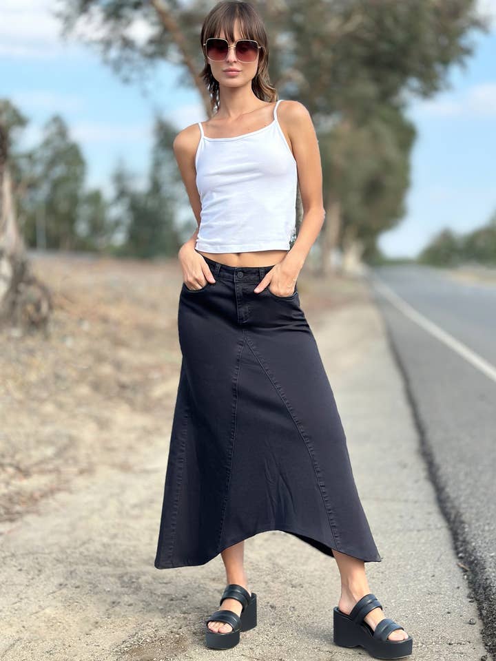 Falda larga vaquera con piezas Selma para venta al por mayor de WASH LAB