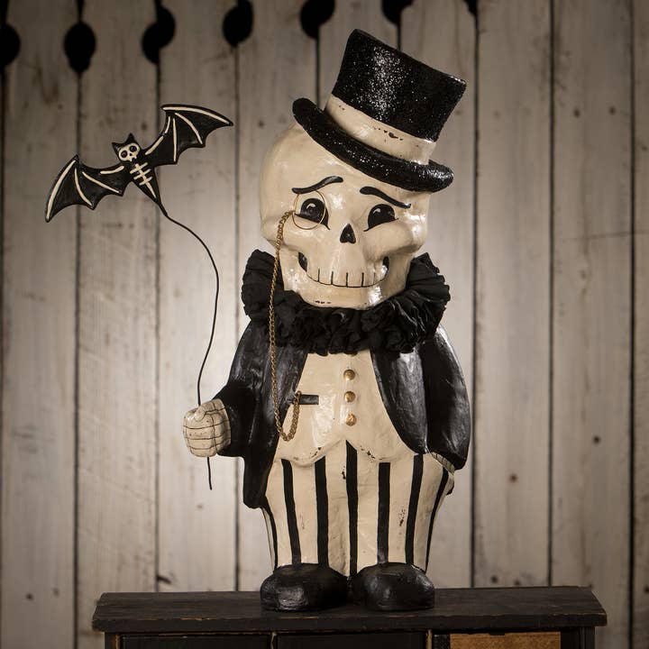 Bethany Lowe Designs - Wholesale Decorative Tabletop Object - Dapper Desmond Skelly Large Paper Mache0