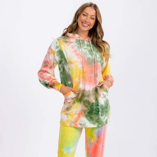 Set Felpa con Cappuccio a Maniche Lunghe Tie Dye Plus per la vendita all'ingrosso da parte di D.ROCK
