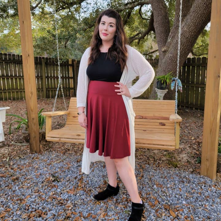 Maroon Circle Skirt for wholesale by Southwest Legging Company