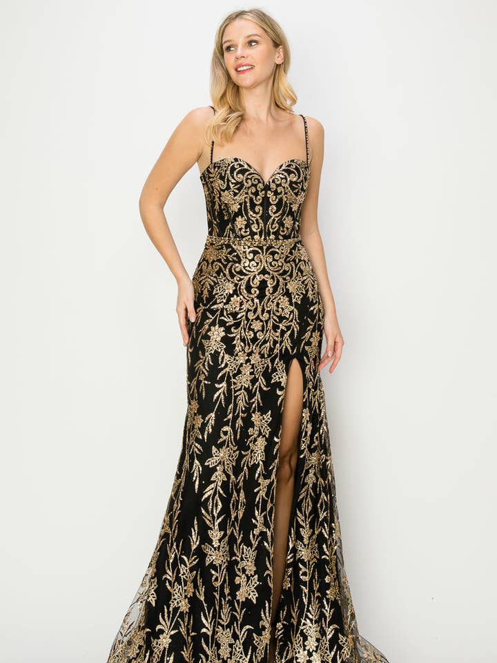 Vestido de fiesta floral con corsé y tirantes finos LA2CP3205 para venta al por mayor de LA Merchandise