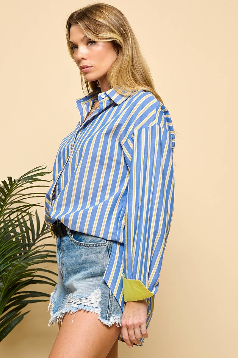 Blue Striped Long sleeved Shirt  for wholesale on Faire5