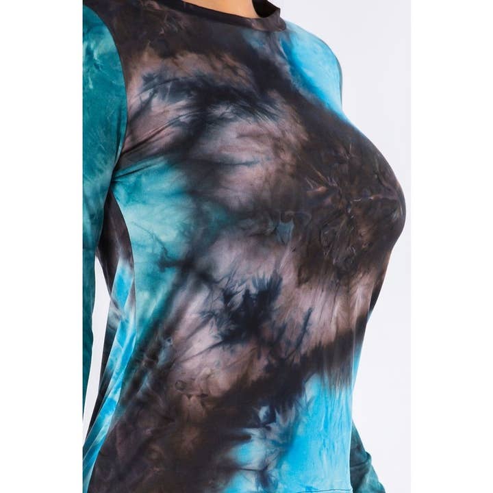 BLACK TURQUOISE Tie Dye Loungewear Set for wholesale on Faire