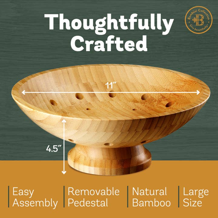 Bambusi - Wholesale Fruit Basket - Bamboo Pedestal Fruit Bowl, Decorative Kitchen Counter Bowl2