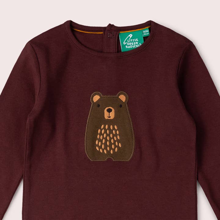 Brown Teddy Bear Applique Long Sleeve T-Shirt for wholesale on Faire2