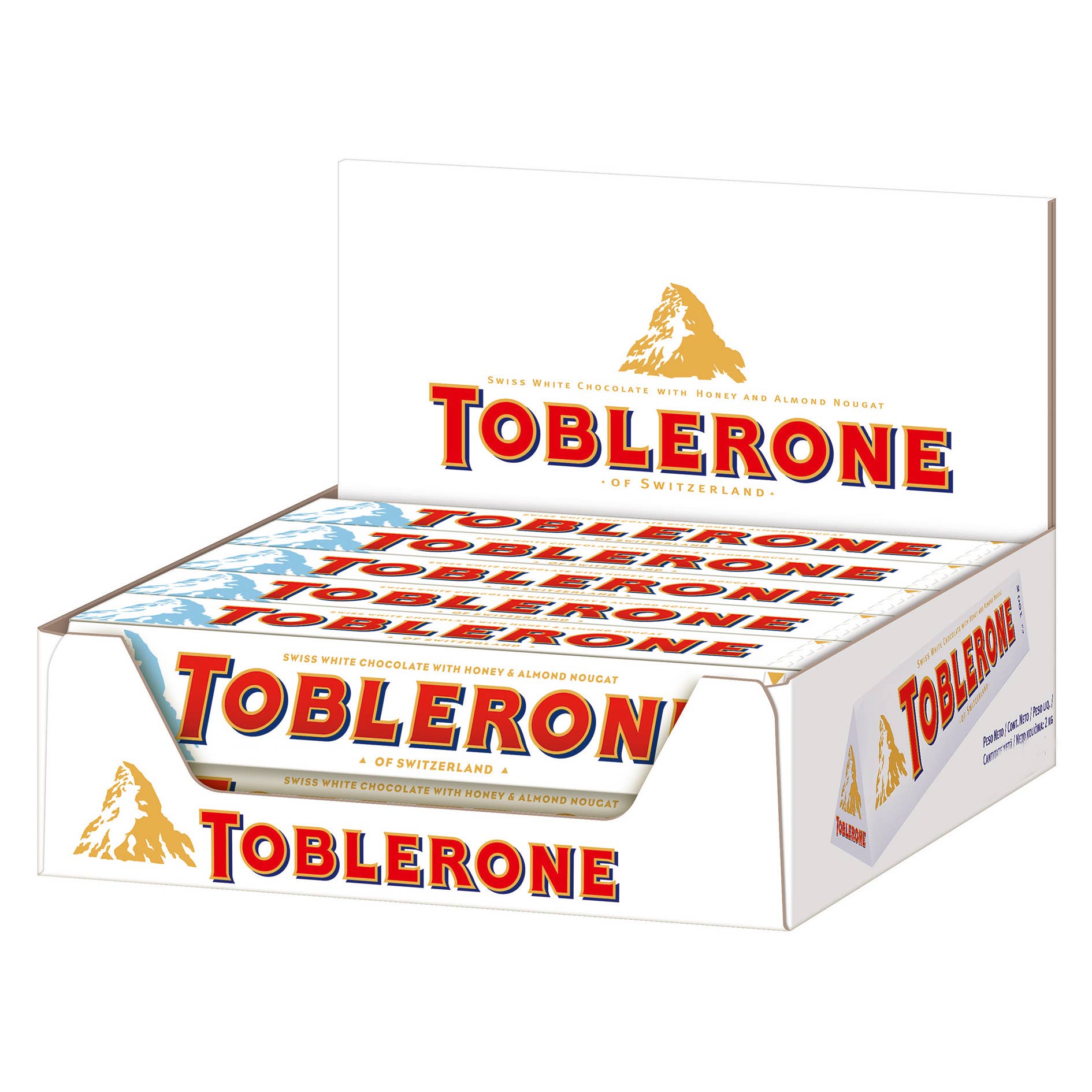 Global Bite Co - Vente Barre chocolatée - Toblerone Chocolat Blanc avec Nougat au Miel et aux Amandes 100g1