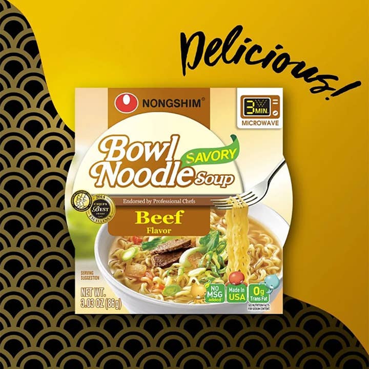 K Moitves Foods - Wholesale Ramen - Nongshim Beef Noodle Bowl-86g (Pack of 12 Cups)2