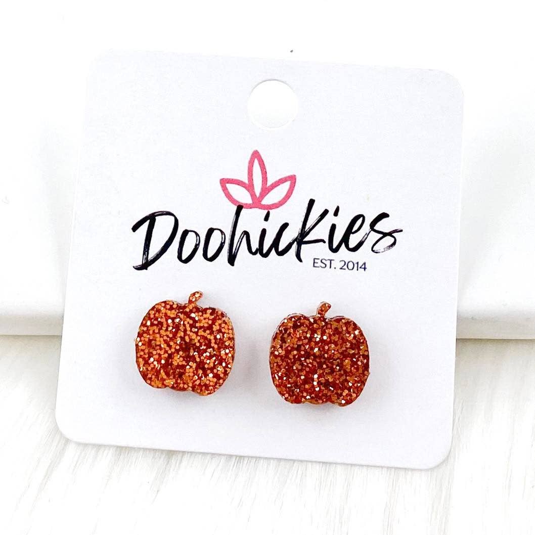 Doohickies - Wholesale Stud/Post Earrings - Pumpkin Studs- Fall Acrylic Singles2