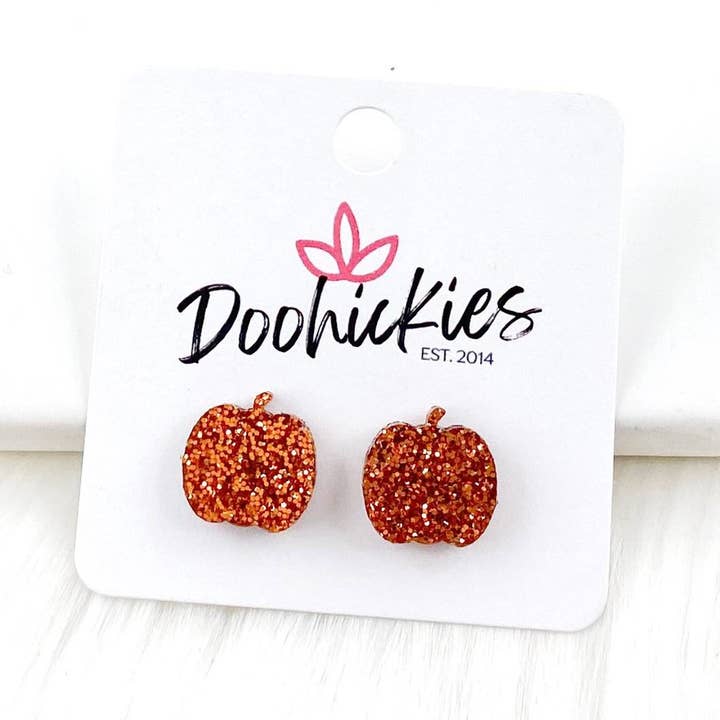 Doohickies - Wholesale Stud/post earrings - Pumpkin Studs- Fall Acrylic Singles2