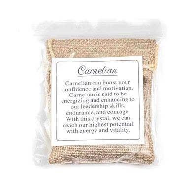 Cherry Tree Beads – wholesale Spiritual stone/crystal – 12 Tumbled Carnelian Gemstones in Jute Bag1