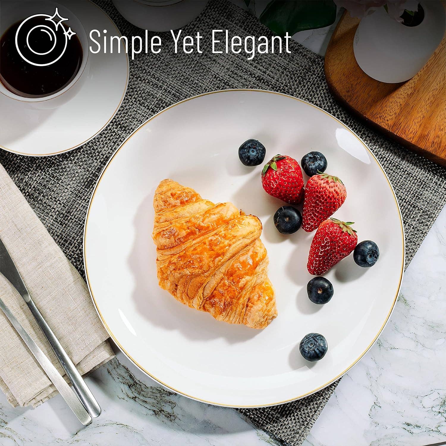 Brew To A Tea – wholesale Dinner plate – BTaT Elegant White Porcelain Dinner Plates Set of 64