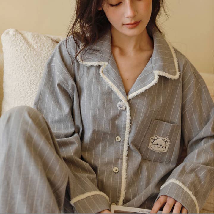 Gezellig Flanellen Katoenen Pyjamaset - Dames Herfst Winter Nachtkleding voor wholesale door DrifWoo