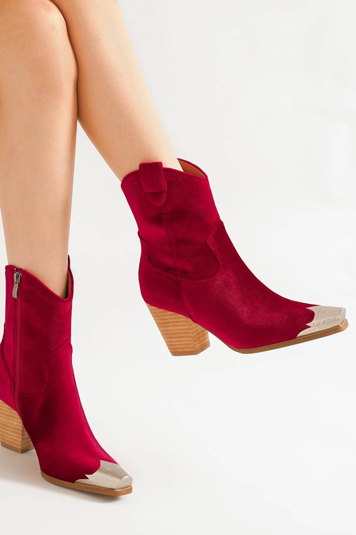 BEAST FASHION - Wholesale Cowboy Boots - Women's - DAKOTA-01-V Velvet Western Ankle Boots7