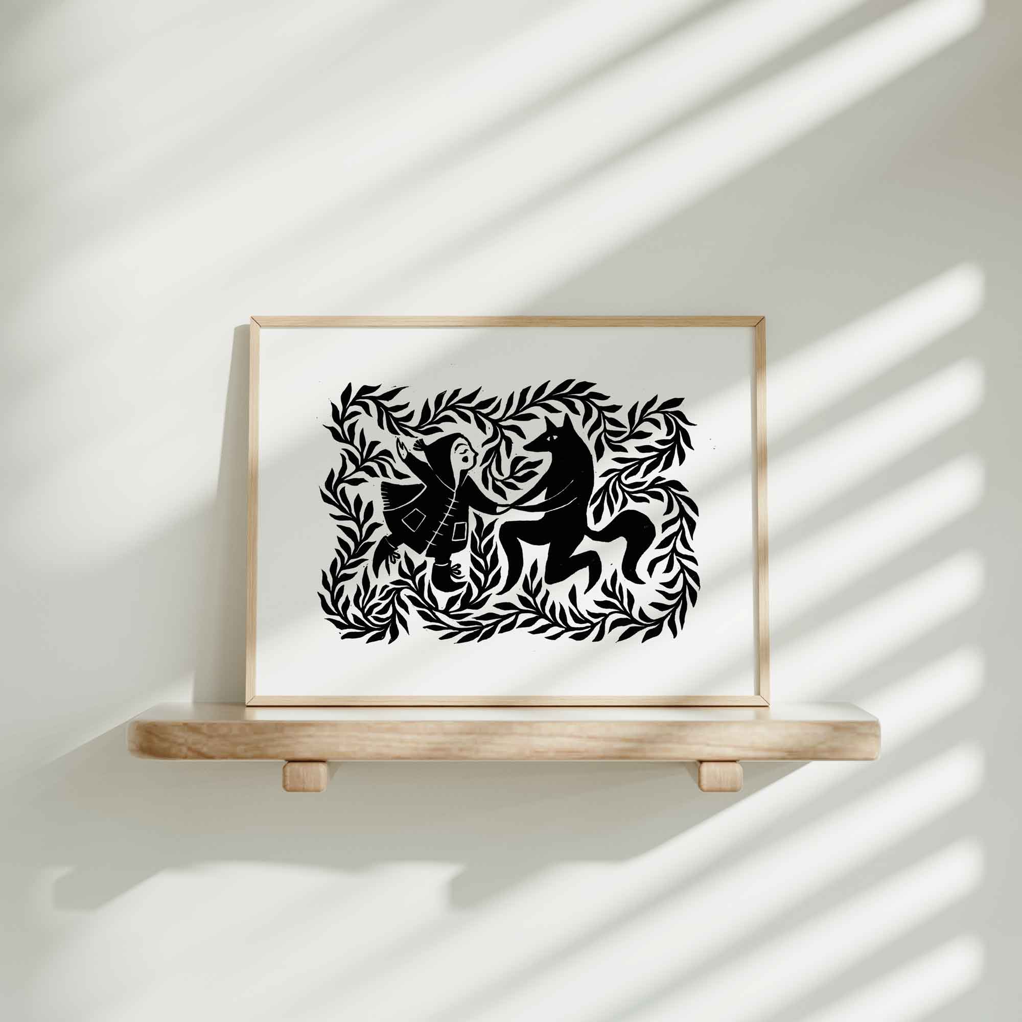 Katia Hinic Studio - Wholesale Art Print - 'Red riding hood' lino print5