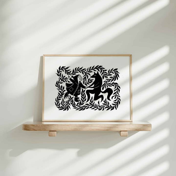 Katia Hinic Studio - Wholesale Art Print - 'Red riding hood' lino print5