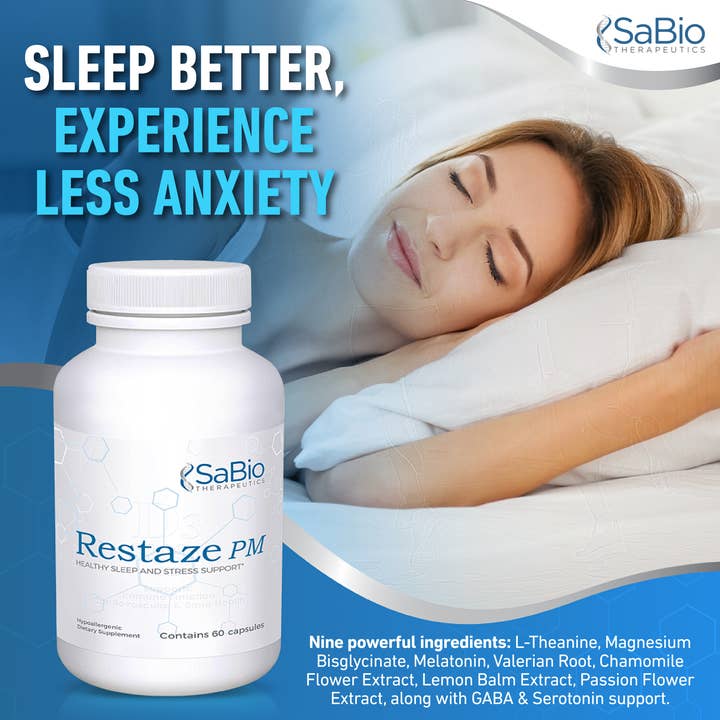 SaBio Therapeutics - Wholesale Oral Supplement/Vitamin - Restaze PM - Sleep & Stress Support2