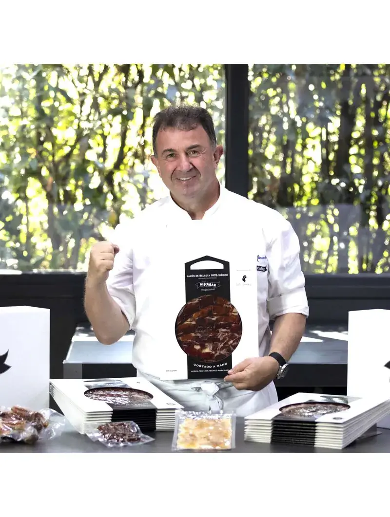 Jamones Aljomar – wholesale Ham – 100% Iberian Bellota Ham Case - Knife Cut Plates2