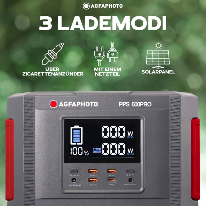 GT COMPANY – Engroshandel Små/håndholdte apparater – AgfaPhoto Powerstation PPS 600 Pro bærbar powerbank 644 Wh3