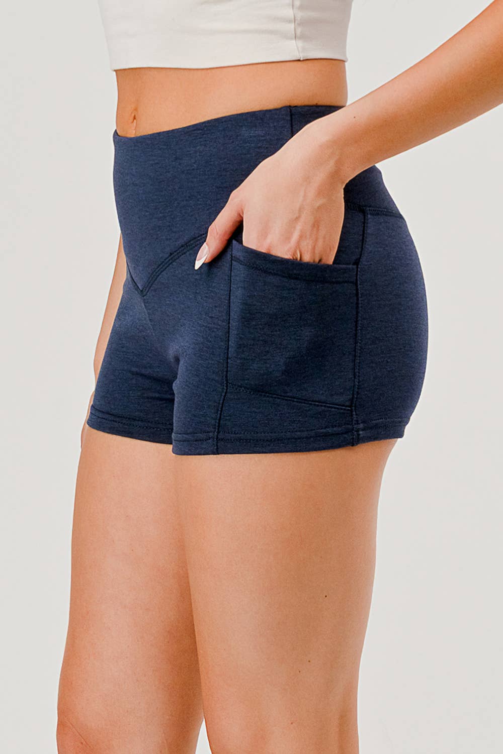 REDFINCH APPAREL INC - Wholesale Athletic Shorts - Women's - Womens V-Waist Biker Shorts With Side Pockets 6