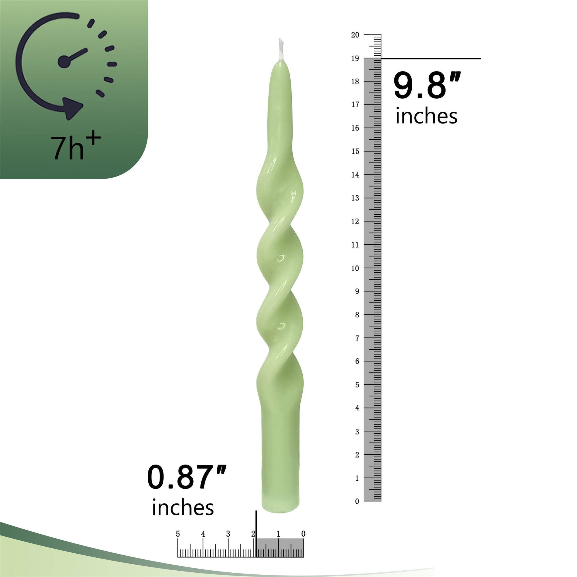 Candles Meta – Großhandel Konische Kerze/Kerzenhalter – Grünes Set mit 4 handgefertigten spiralförmigen Festtagskerzen mit Farbverlauf5