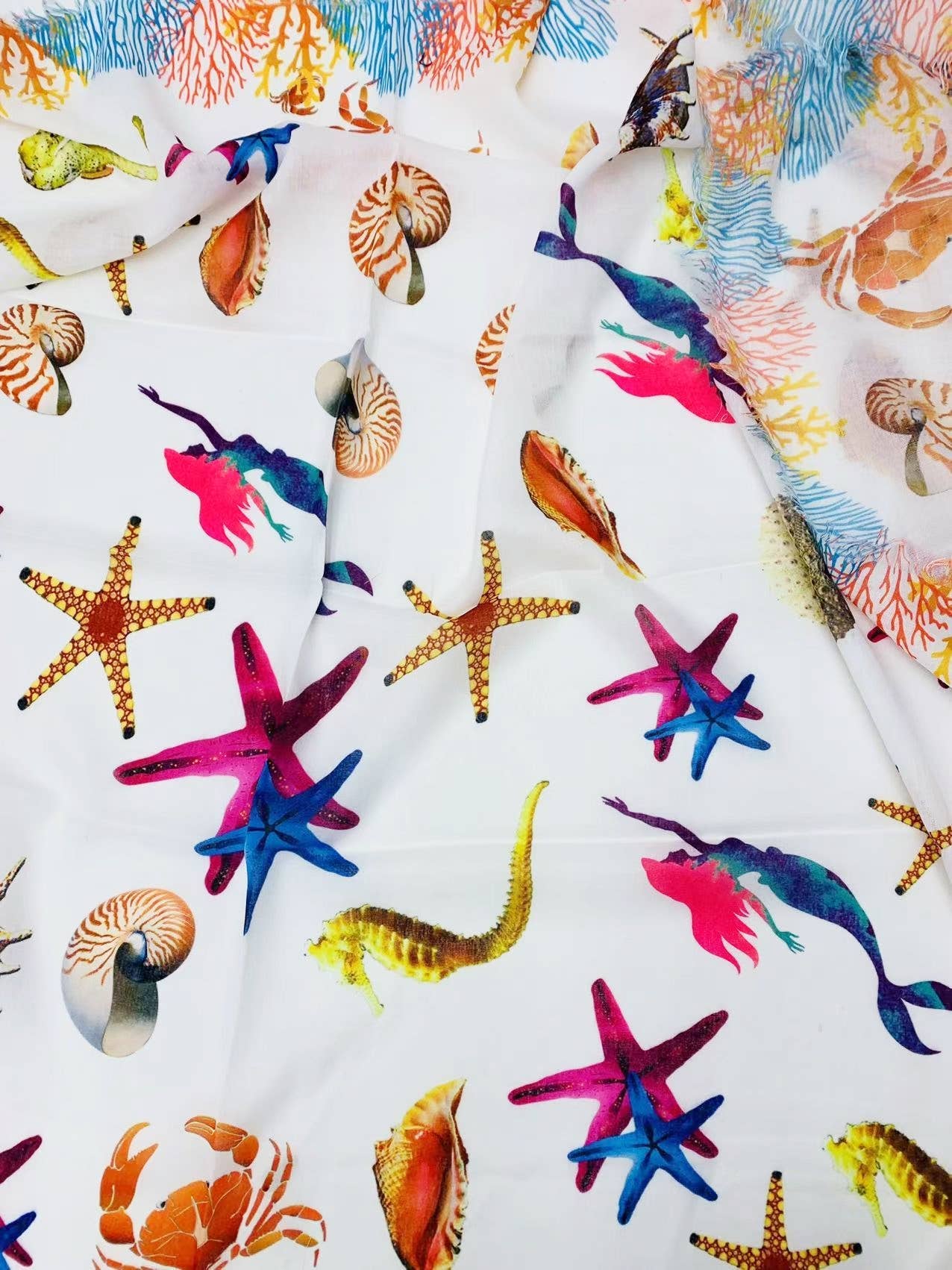 JC021060 Oversized White Sea Life Scarf/Shawl for wholesale on Faire3